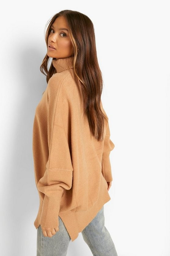 Oversized Turtle Neck Knitted Sweater | Boohoo.com (US & CA)