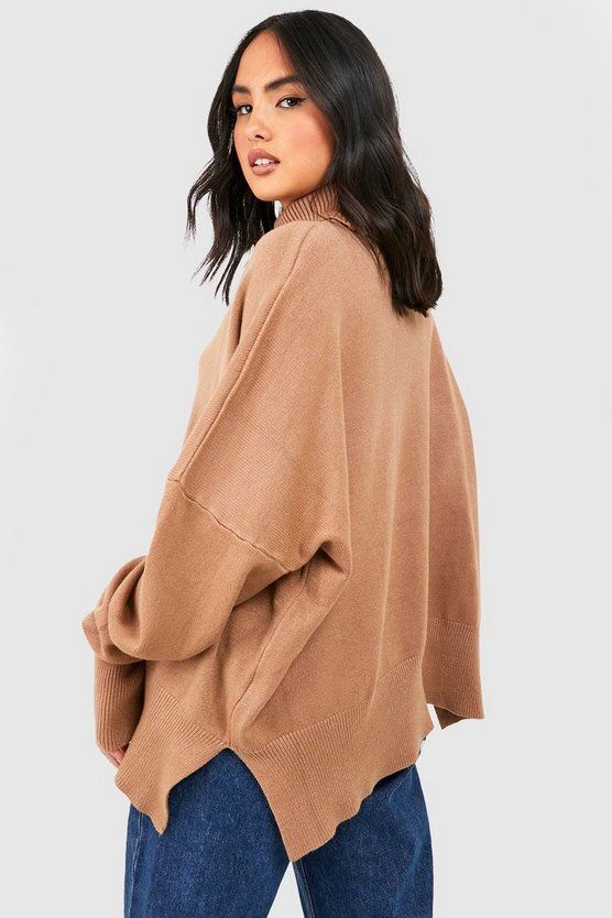 Oversized Turtle Neck Knitted Sweater | Boohoo.com (US & CA)