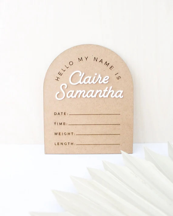 Hello My Name is Sign birth Announcement Sign  Name  Wood - Etsy | Etsy (US)
