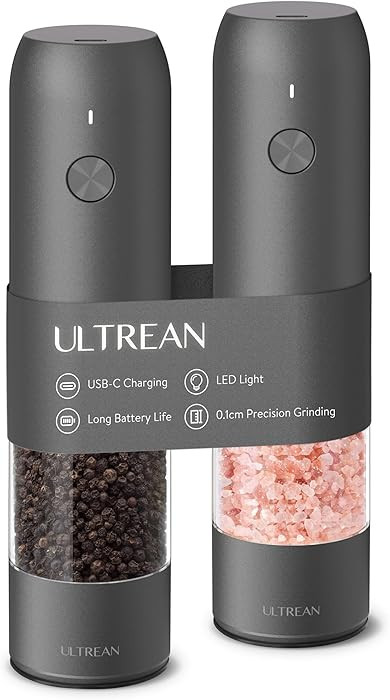 Ultrean Electric Pepper Grinder, Rechargeable Salt and Pepper Grinder with 6 Adjustable Coarsenes... | Amazon (US)