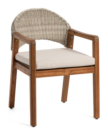 21.75x31.5 Outdoor Wicker And Acacia Wood Dining Chair | TJ Maxx