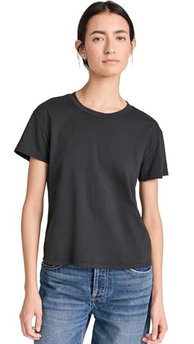 perfectwhitetee Women's Harley Cotton Boxy Crew Tee, Vintage Black, L | Amazon (US)