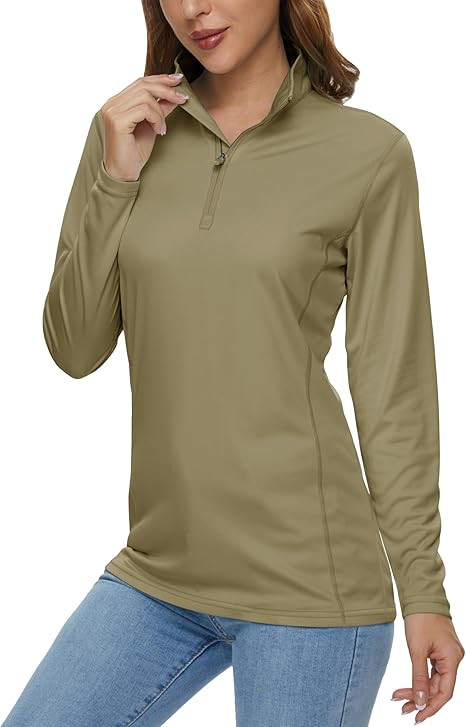 MAGCOMSEN Women's Shirts Long Sleeve 1/4 Zip UPF50+ UV Sun Protection Quick Dry Workout Hiking At... | Amazon (US)
