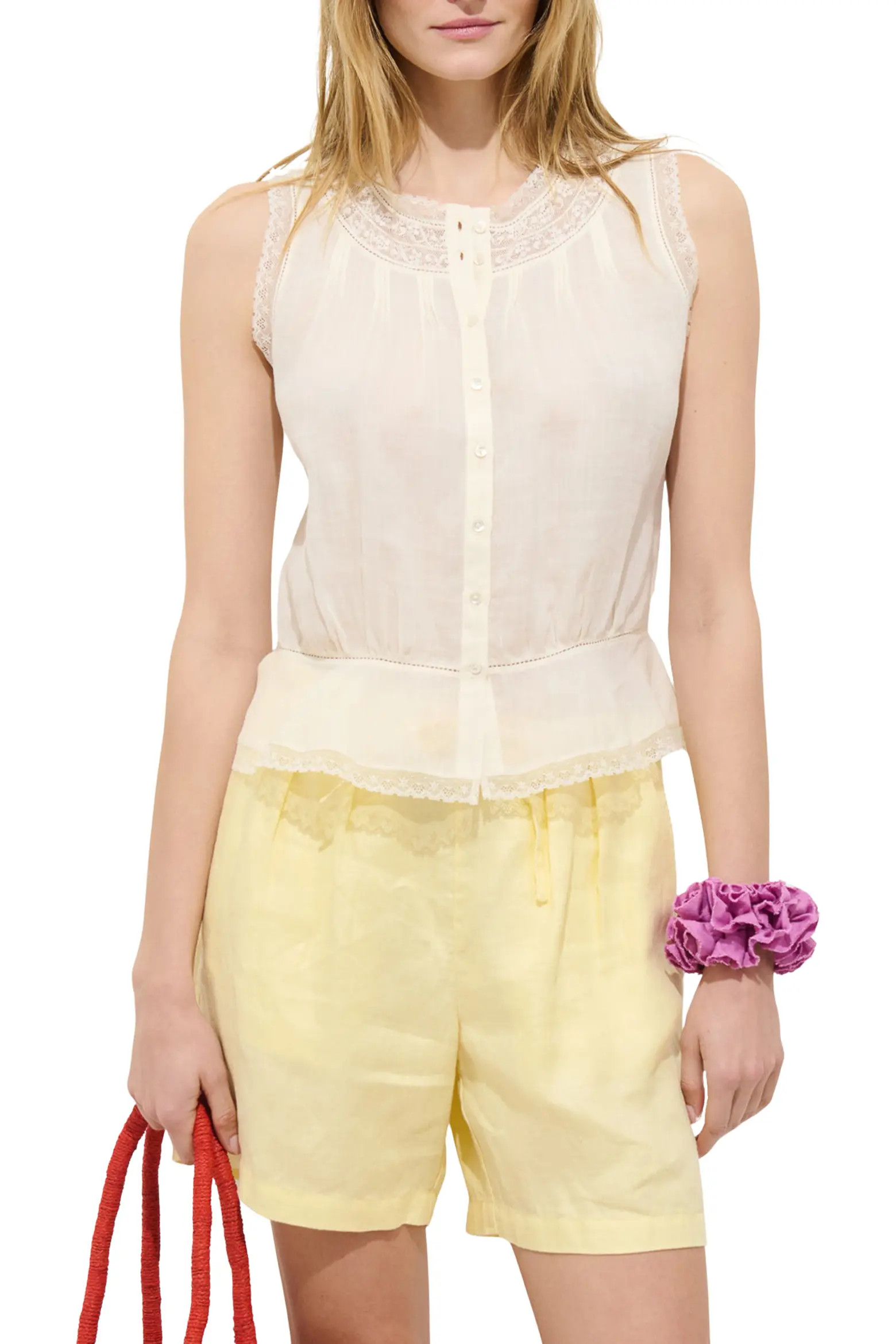 Collette Lace Trim Ruffle Sleeveless Top (Women) | Nordstrom | Nordstrom