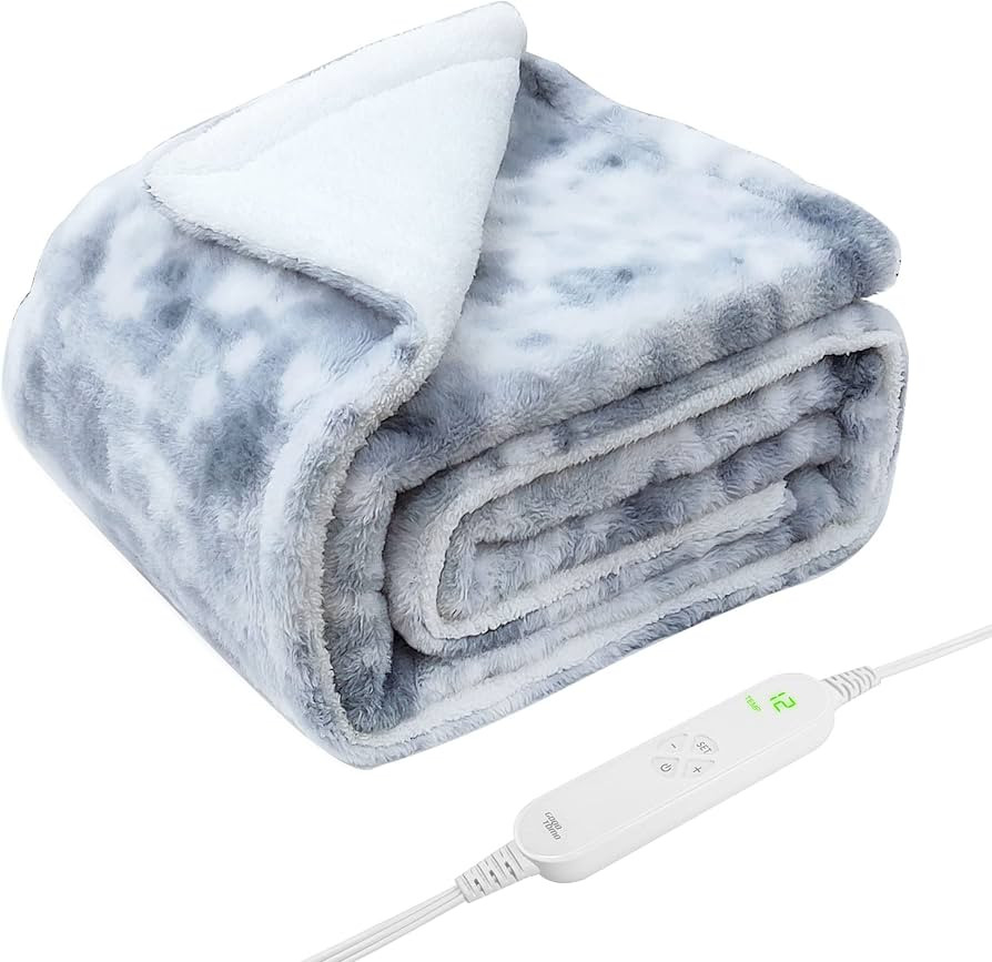 GOQO TOMO Electric Heated Blanket 50" x 60" Throw Wrap with 12 Heating Levels for Home Office Use... | Amazon (US)