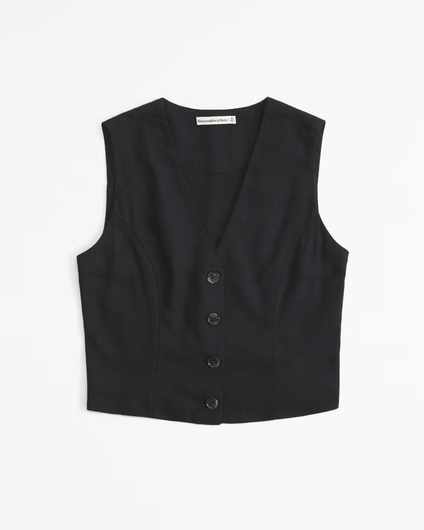 Women's The A&F Mara Linen-Blend Vest | Women's Tops | Abercrombie.com | Abercrombie & Fitch (US)