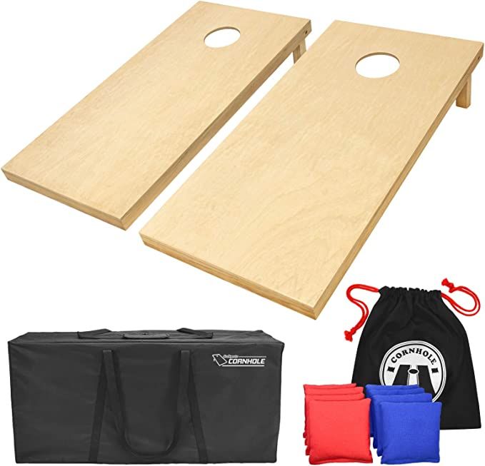 GoSports Solid Wood Premium Cornhole Set - Choose Between 4'x2' or 3'x2' Game Boards, Includes Se... | Amazon (US)