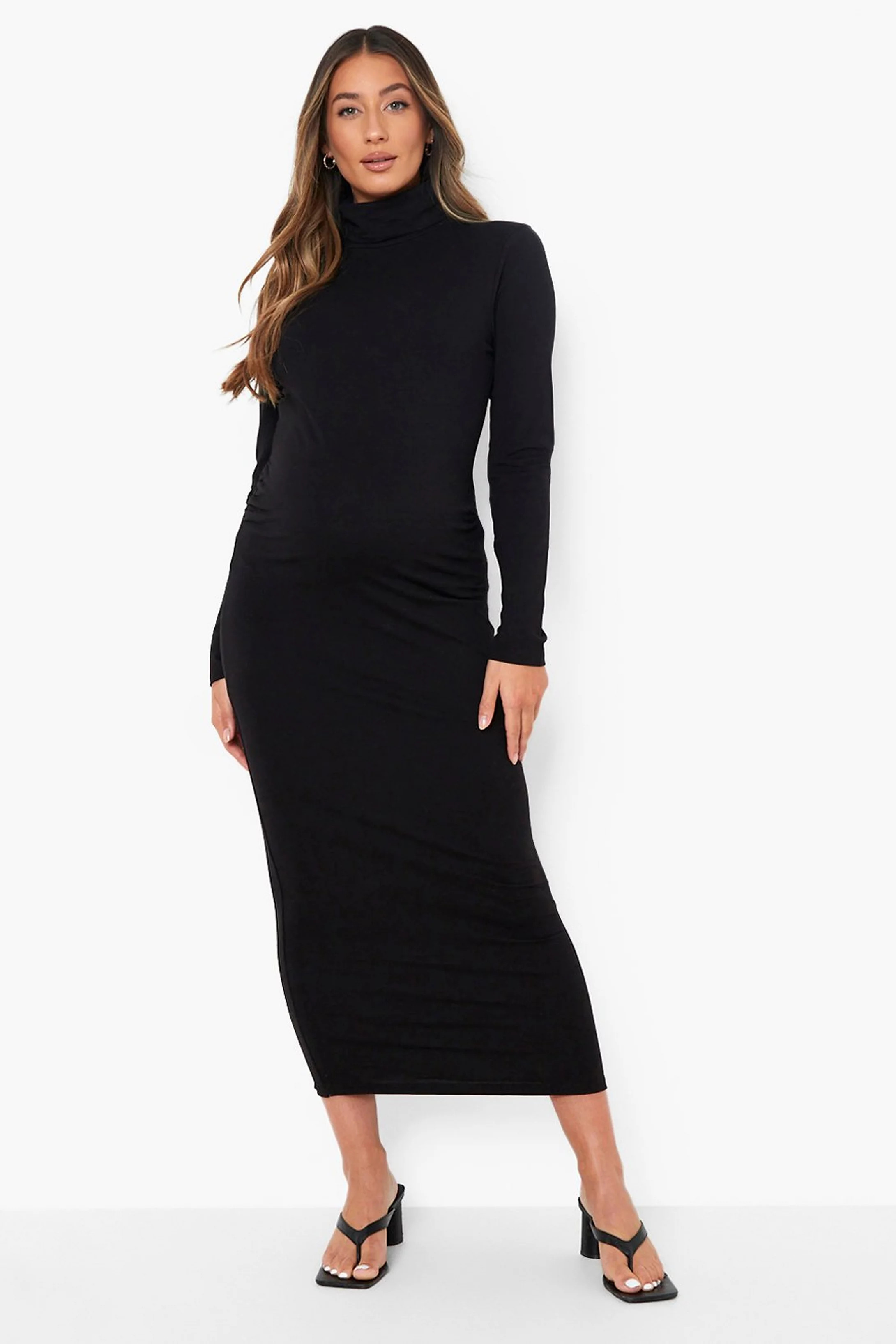 Maternity Roll Neck Midaxi Dress | Boohoo.com (US & CA)