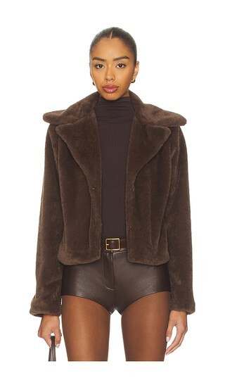 MORE TO COME Payton Faux Fur Jacket in Brown. - size XS | Revolve Clothing (Global)