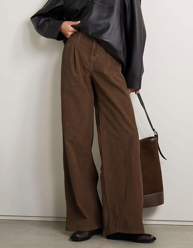 Women's High Waisted Wide Leg Corduroy Pants Vintage Loose Comfy Trousers with Pockets | Amazon (US)
