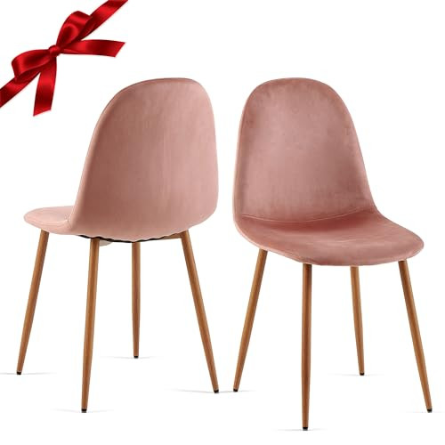 somedream Velvet Dining Chairs Set of 2 - Kitchen Chairs with Metal Legs for Living, Bedroom, Restaurant - Pink Chairs for Dining Room, Chair Set for 2 | Amazon (US)
