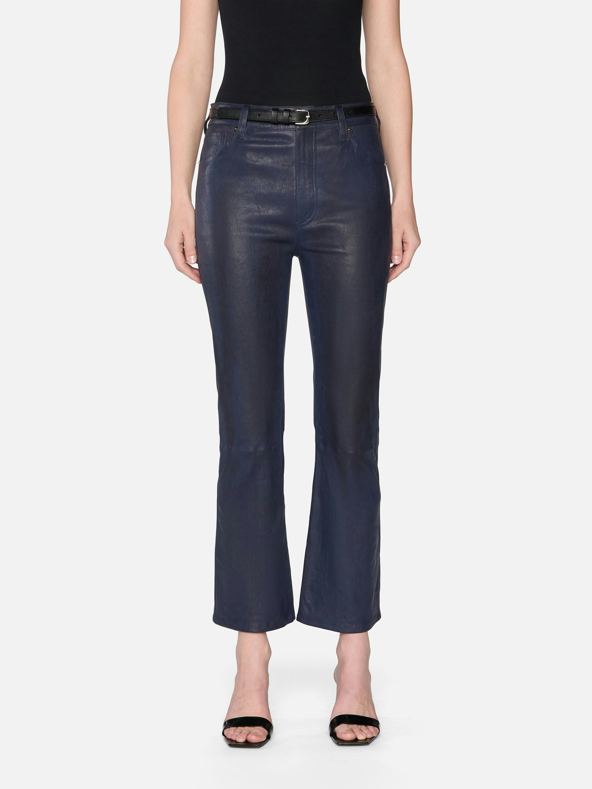 The Leather Reboot Crop -- Dark Indigo | Frame Denim