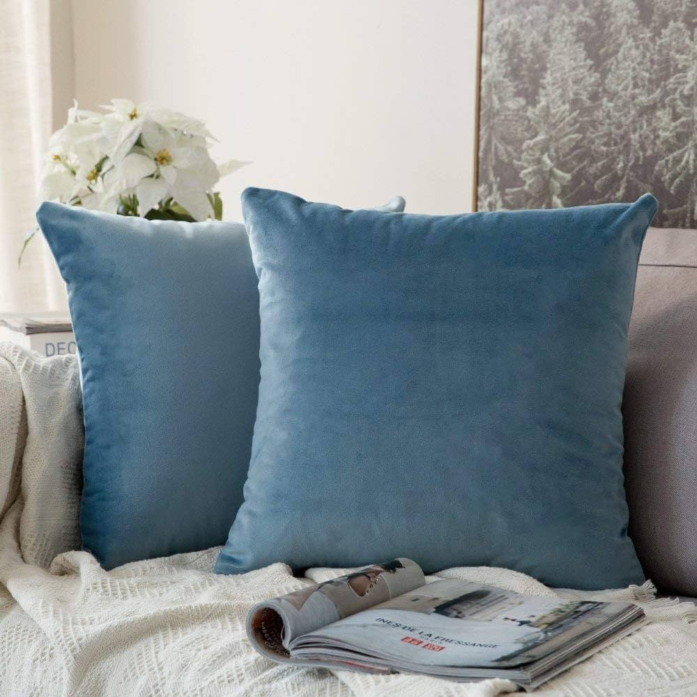 MIULEE Pack of 2 Velvet Pillow Covers Decorative Square Pillowcase Soft Solid Cushion Case for Sp... | Amazon (US)