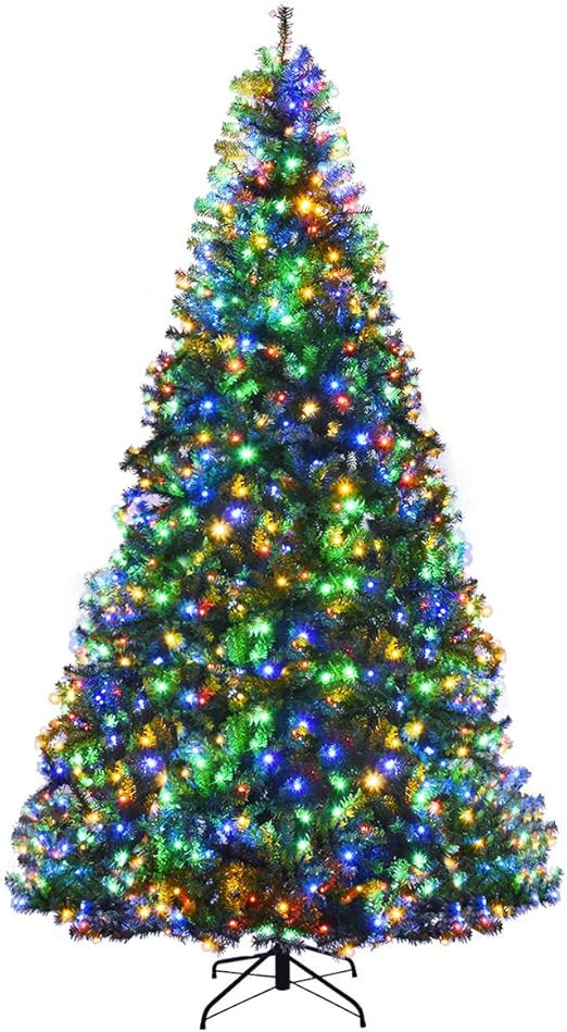 Goplus 9FT Pre-Lit Artificial Christmas Tree Auto-Spread/Close up Branches 11 Flash Modes with Mu... | Amazon (US)