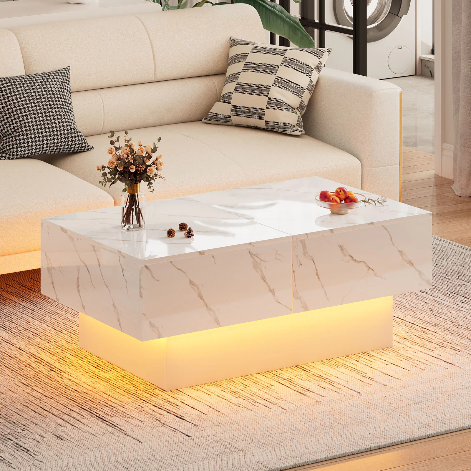 Brayden Studio® Dawsey Extendable Coffee Table with LED Lights & Storage & Reviews | Wayfair | Wayfair North America