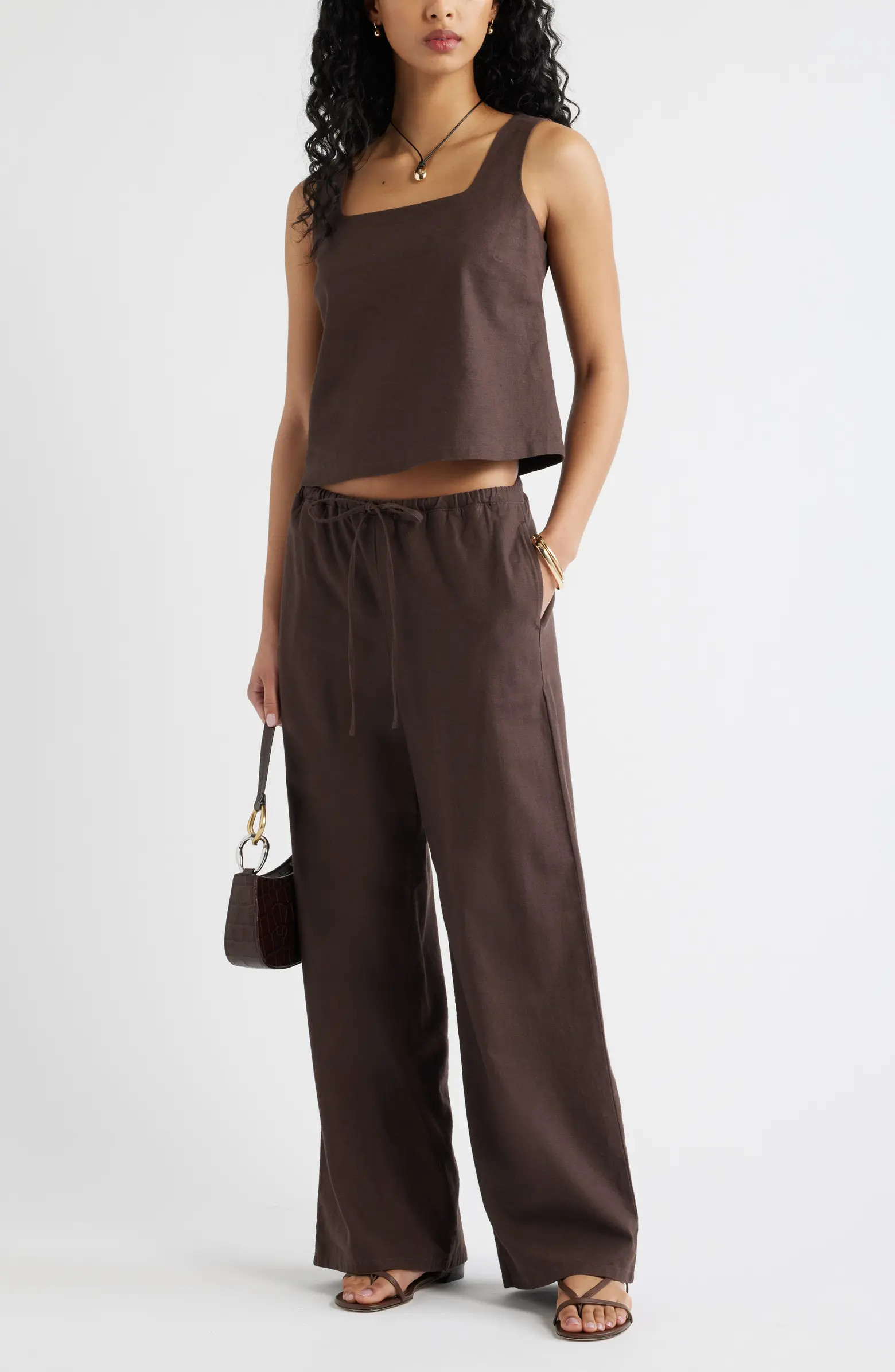 Linen Blend Wide Leg Pants | Nordstrom