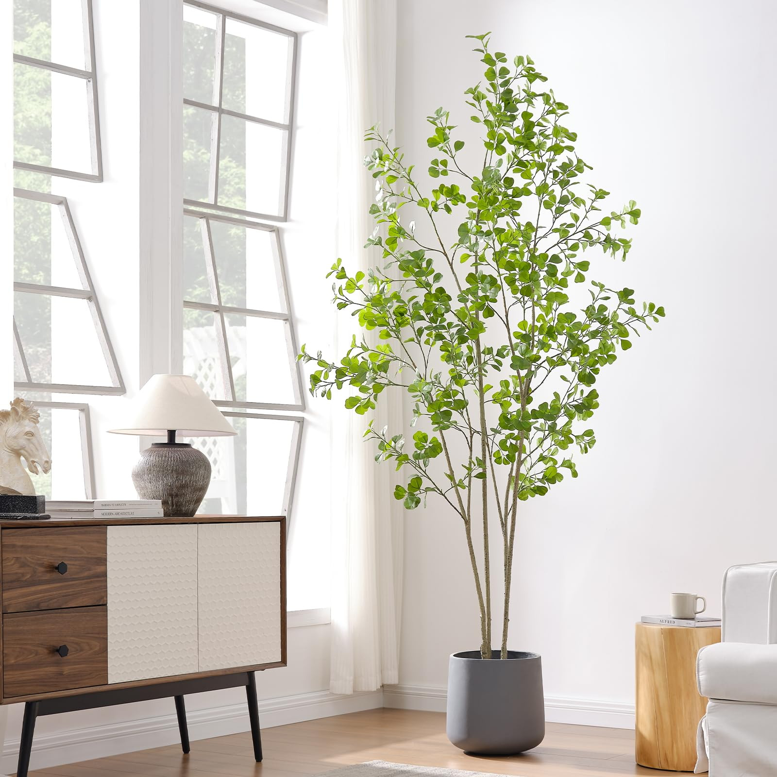 8ft Artificial Ficus Tree with Heart-Shaped Leaves - Lush & Full Branches, 95" Tall Luxurious Fau... | Amazon (US)