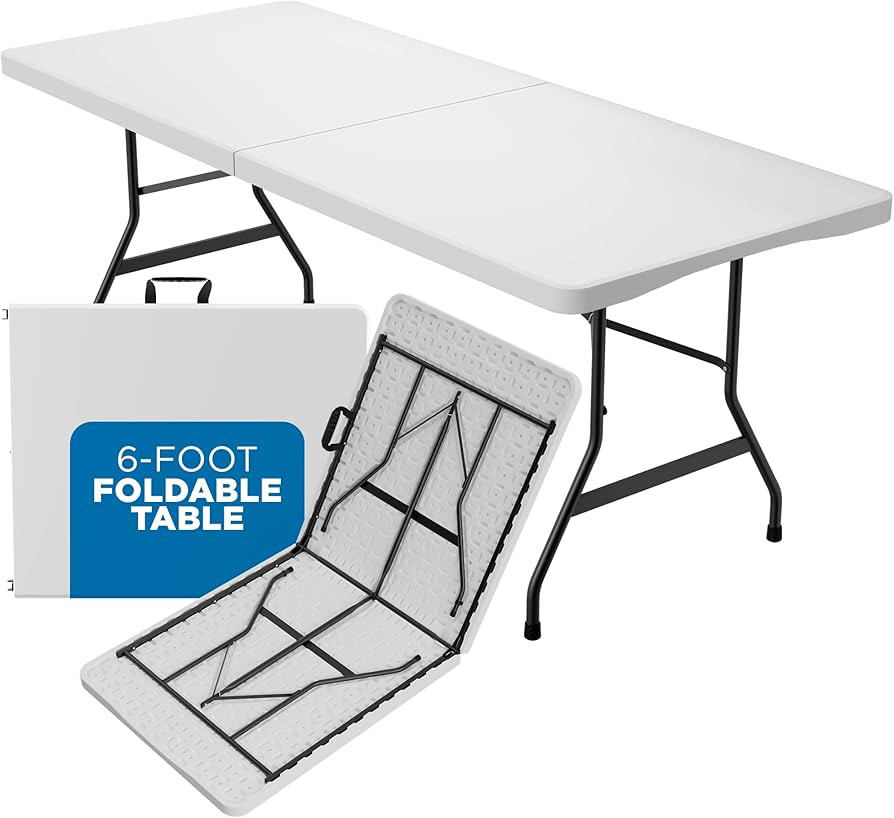 Sorfey Folding Table 6-Foot X 30 inch, White Plastic | Amazon (US)