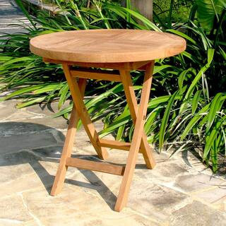 20 in. x 20 in. Teak Wood Mini Outdoor Round Table | The Home Depot