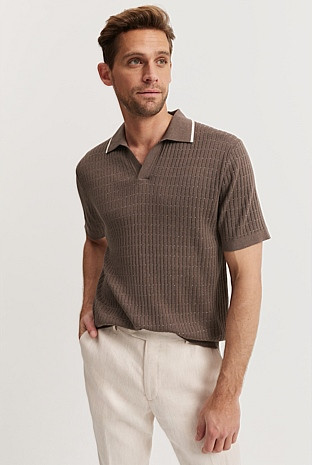Cotton Silk Textured Trophy Polo | Country Road