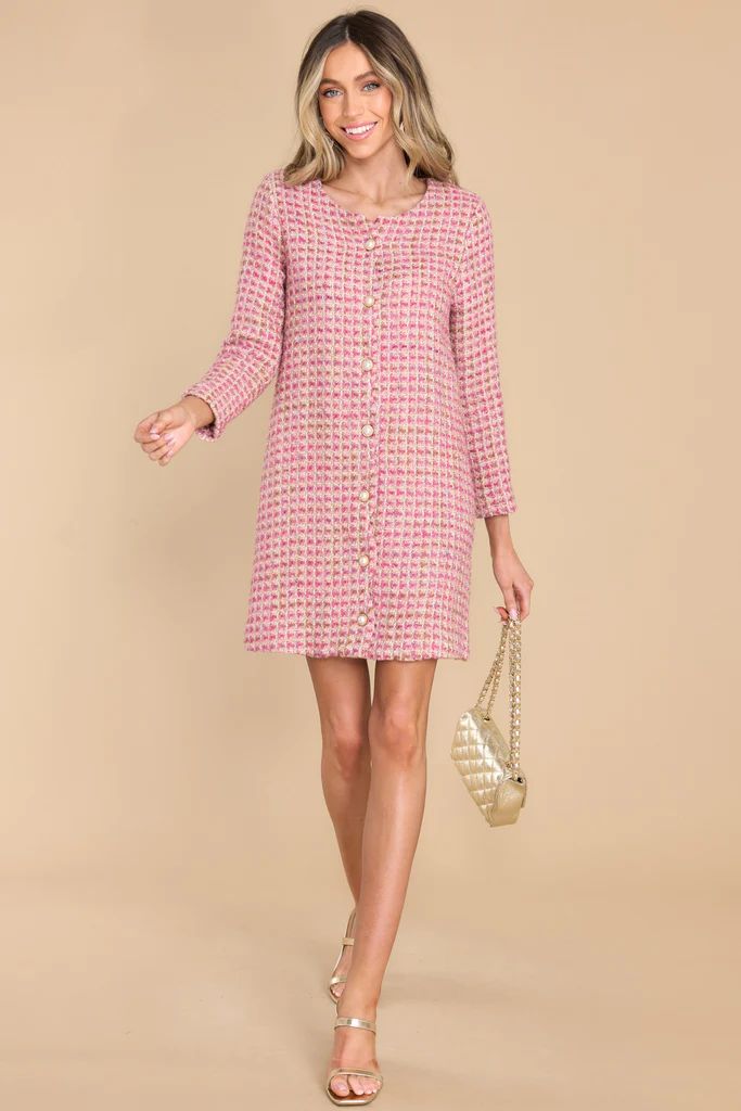 Lead By Example Pink Tweed Dress | Red Dress 
