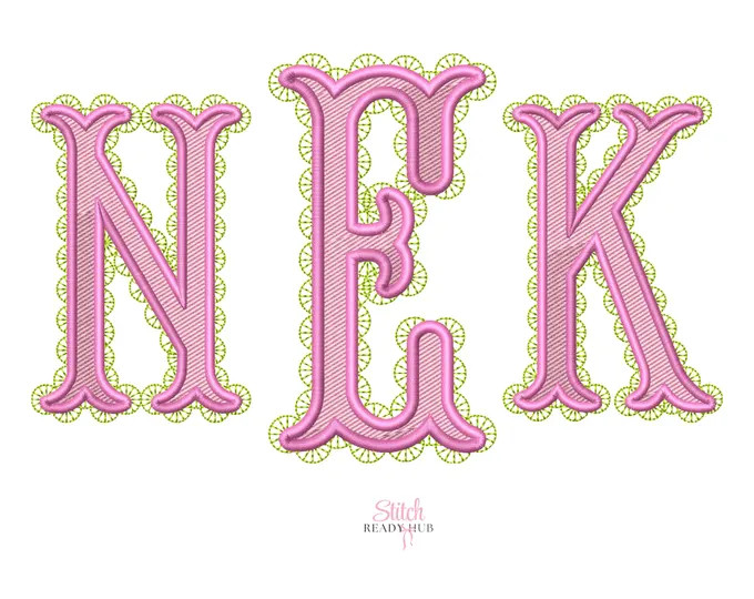 Fishtail Monogram 2 Color Embroidery Font, 5 Sizes 8 Formats + BX, Machine Embroidery Design File... | Etsy (Global)