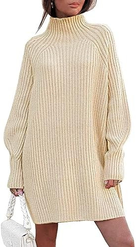 LILLUSORY Sweater Dresses for Women 2025 Fall Fashion Mock Neck Long Lantern Sleeve Oversized Out... | Amazon (US)