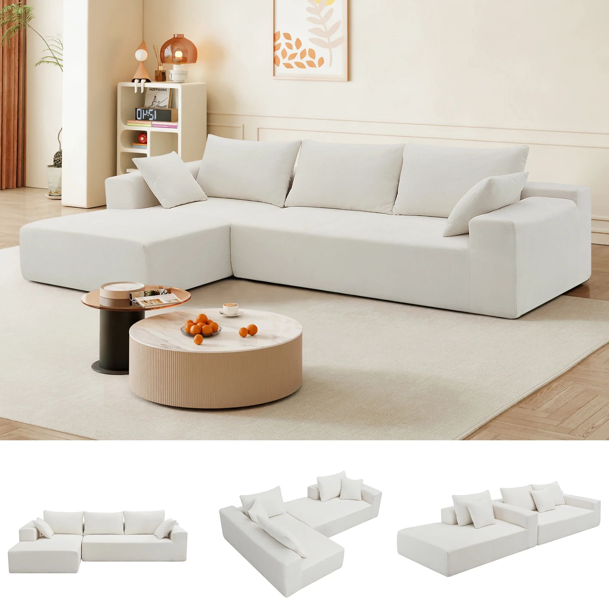 EUROCO 109"  Sectional Sofa Couch with Pillows,Chenille L-Shaped Couch Sofa 4-seat Modular Large ... | Walmart (US)