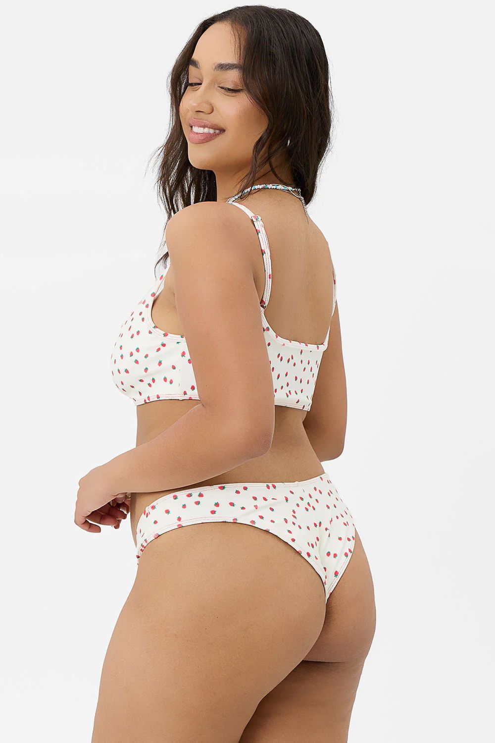 Katarina Terry Cheeky Bikini Bottom - Strawberry Cream | Frankies Bikinis