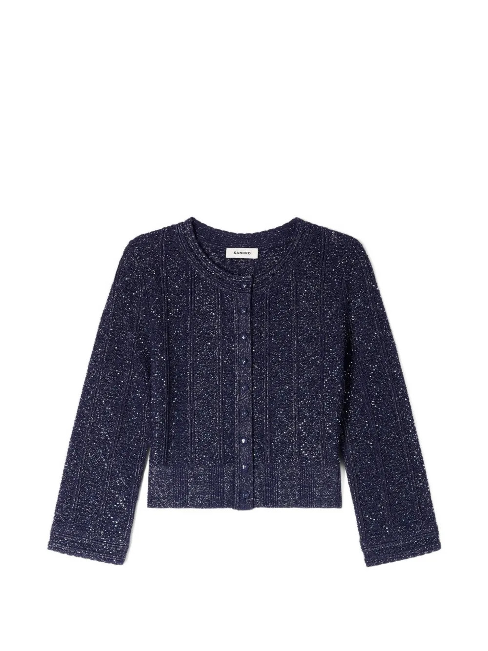 SANDRO rhinestone-embellished knit cardigan - Blue | Farfetch Global