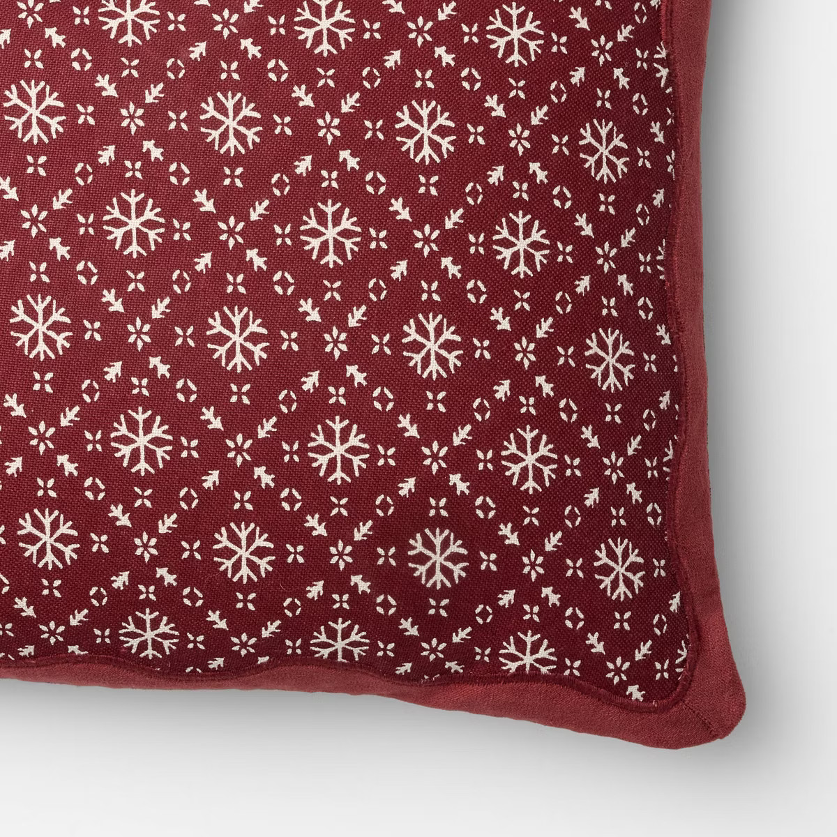 14"x20" Velvet with Snowflake Pillow Burgundy- Threshold™ designed with Studio McGee | Target