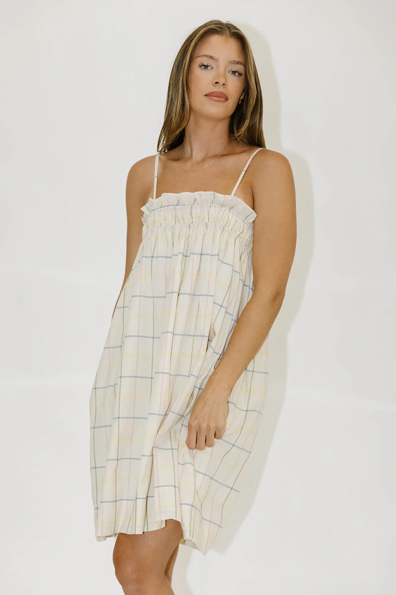 Peggy Grid Print Mini Dress in Multi | Worth Collective