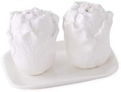K&K Interiors 13266A 4 Inch White Ceramic Cabbage Salt & Pepper Shakers W/Tray | Amazon (US)