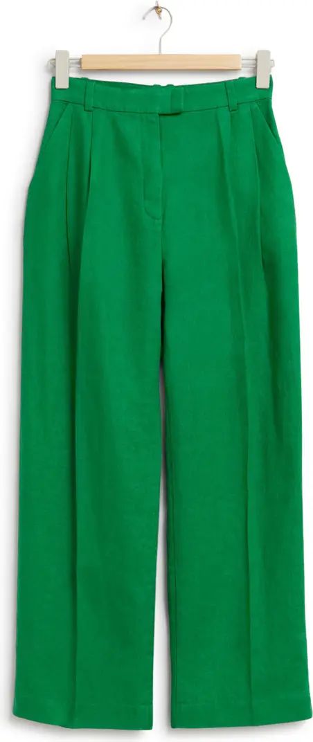 Pleated Relaxed Fit Cotton Trousers | Nordstrom