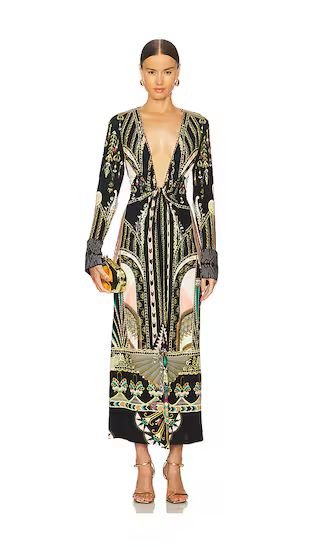 Long V Neck Twist Front Jersey Dress in They Called Her Nefertari | Revolve Clothing (Global)