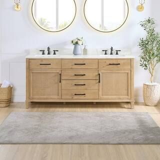 Altair Solana 72 in. W x 22 in. D x 34 in. H Double Sink Bath Vanity in Weathered Fir with Calaca... | The Home Depot