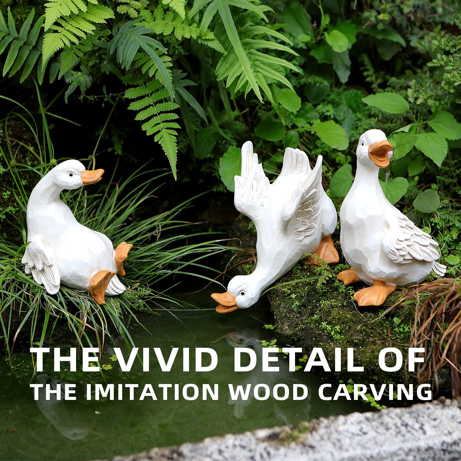 Duck Yard Decorations Outdoor Ornaments Set of 3, Resin Goose Sculpture Statue Front Porch Garden... | Amazon (US)