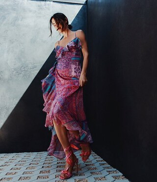 Gianni Bini x DANNIJO Isabella Printed V-Neck Sleeveless Ruffle Crinkle Chiffon Maxi Dress | Dill... | Dillard's