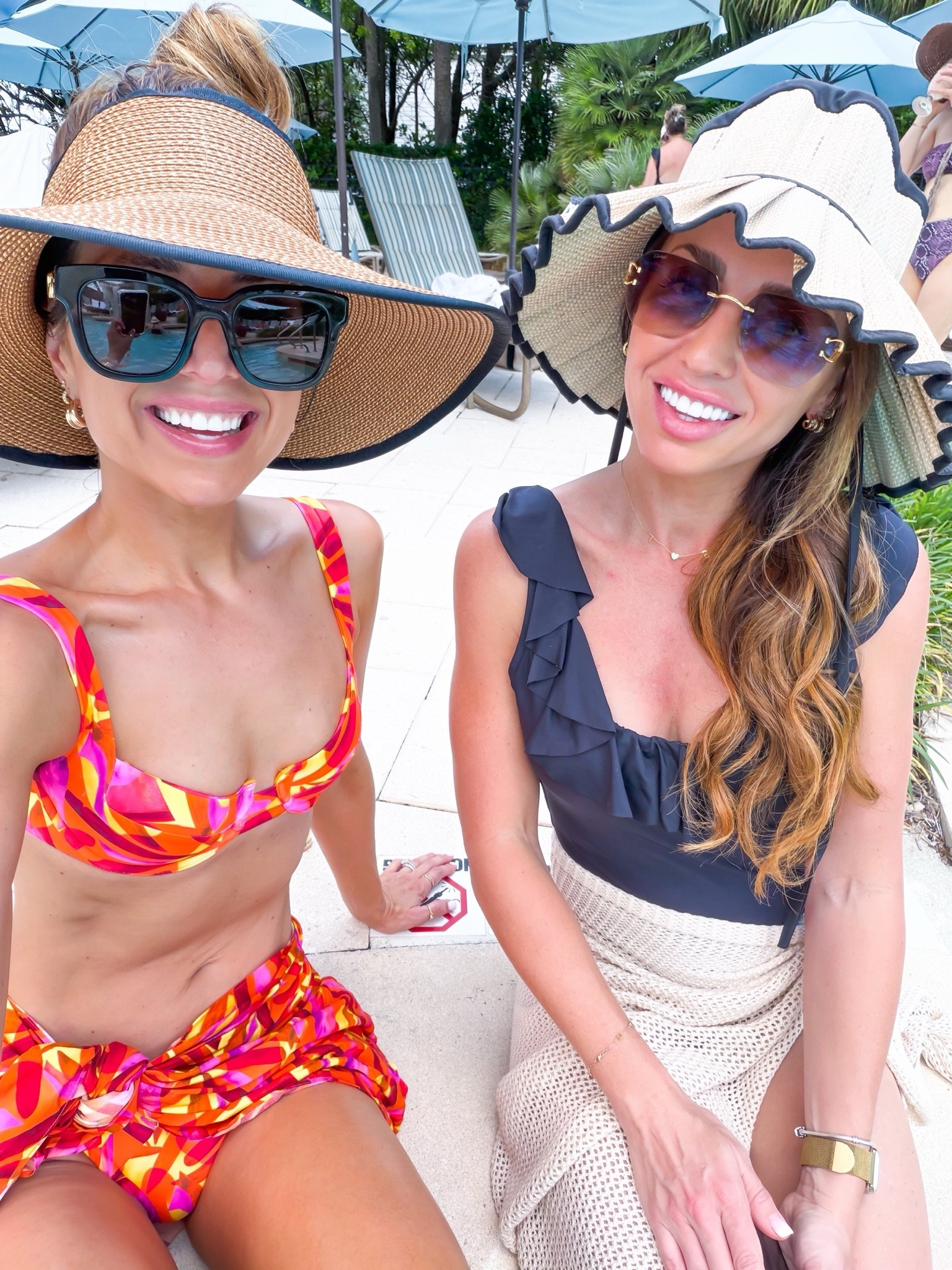Pool and spa day with my bestie! XS in top and bottoms. Love this UPF 50+ sun hat and linking hers too. Beach vacation. Resort outfit. Resort wear. Vacation outfit.

#LTKootd #LTKSwim #LTKTravel