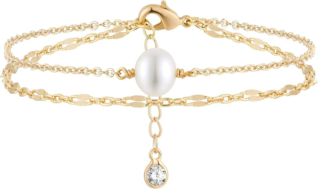 MEVECCO Bracelet for Women 14K Gold Plated Dainty Chain Simple Jewelry Cute Handmade Minimalist f... | Amazon (US)
