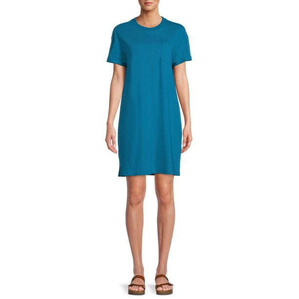 Time and Tru Women's T-Shirt Dress with Chest Pocket | Walmart (US)