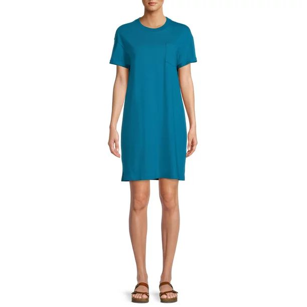 Time and Tru Women's T-Shirt Dress with Chest Pocket - Walmart.com | Walmart (US)