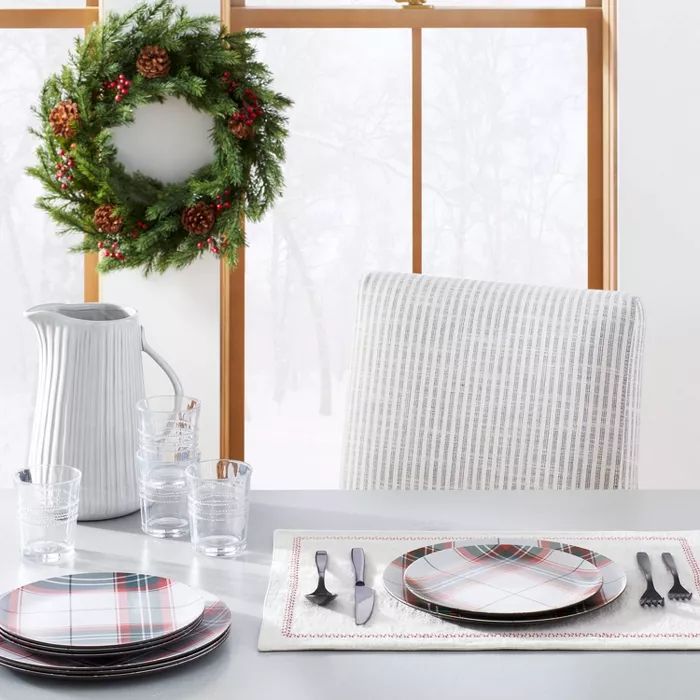 Holiday Plaid Melamine Salad Plate Red/Green - Hearth & Hand™ with Magnolia | Target