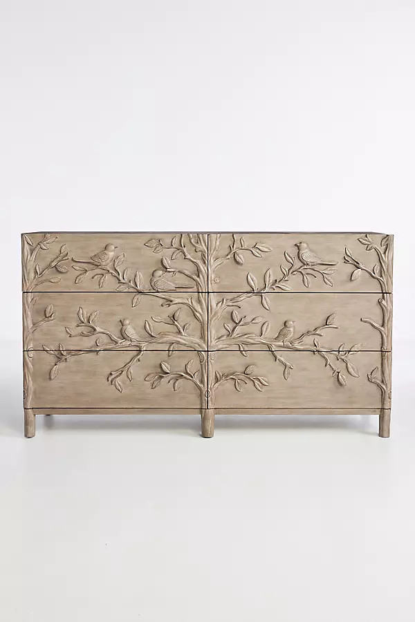 Handcarved Ornithology Six-Drawer Dresser | Anthropologie (US)