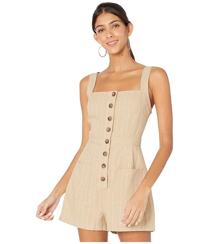 LOST + WANDER Sun Tan Romper (Tan/White) Women's Jumpsuit & Rompers One Piece | Zappos
