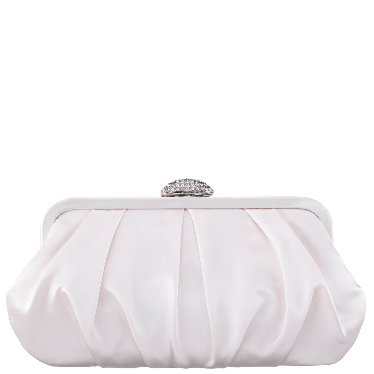 Womens Concord Ivory Pleated Frame Clutch With Crystal Clasp | Nina Shoes | Nina Shoes