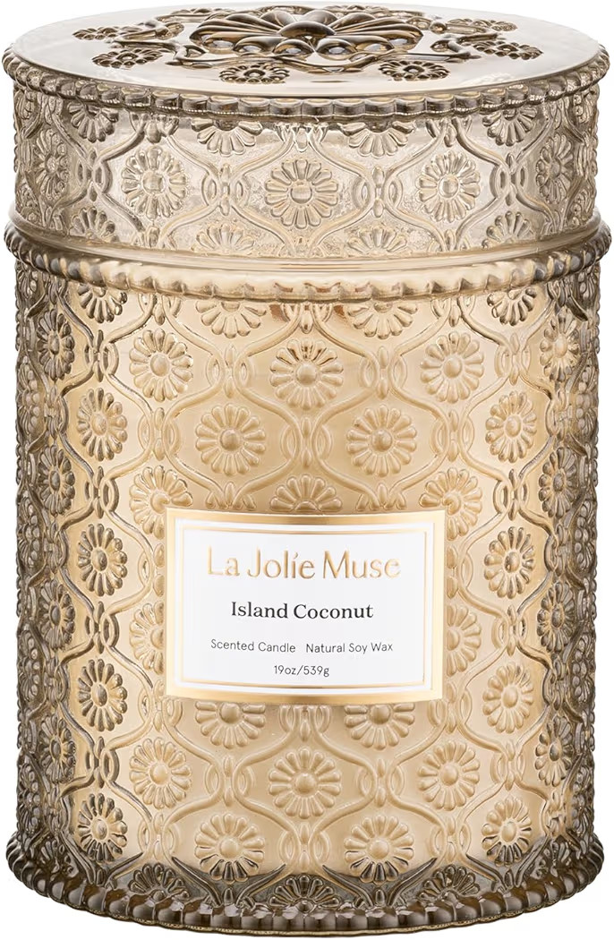 LA JOLIE MUSE Island Coconut Vanilla Scented Candle for Home | 19 oz Non Toxic Natural Soy | Larg... | Amazon (US)
