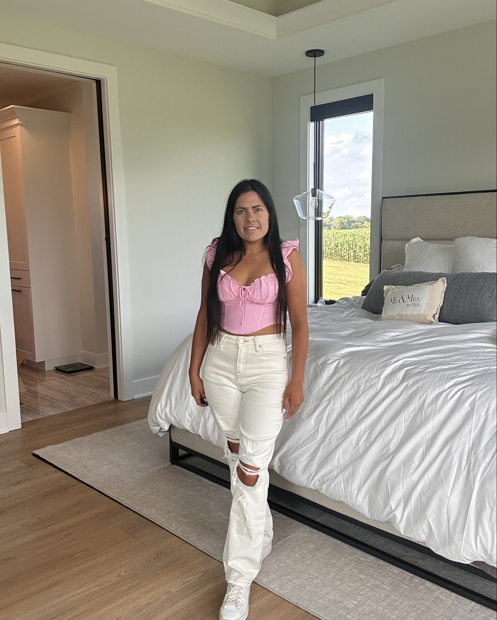 Super cute outfit for fall transition. I took my white on clouds and paired them with white bootcut jeans from Altard State and a pink corset top from Altard State. This is the outfit I wore on the way home from my bachelorette trip! 

Bride outfits, fall outfit, white jeans

#LTKWedding #LTKSeasonal #LTKStyleTip
