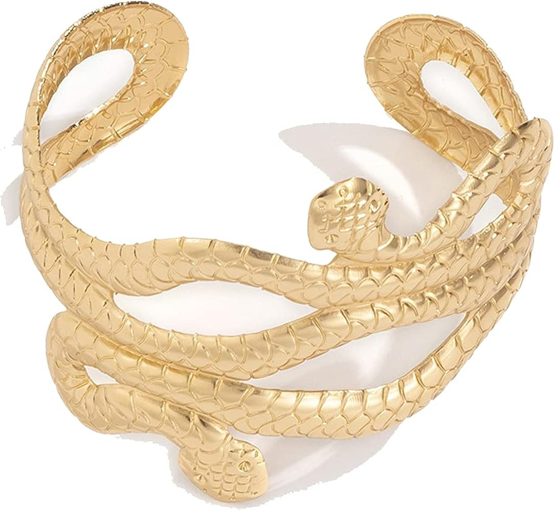 Caiyao Punk Exaggerated Viper Animal Serpent Swirl Snake Bangle Bracelet Gothic Open Adjustable U... | Amazon (US)