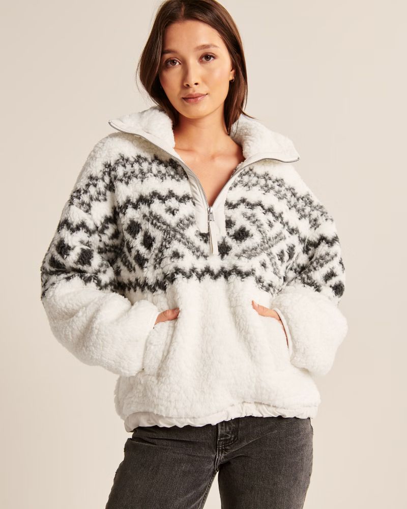 Women's Cinched Cocoon Sherpa Half-Zip | Women's New Arrivals | Abercrombie.com | Abercrombie & Fitch (US)
